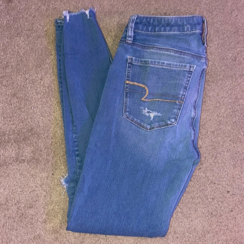 Light Blue Denim Ripped American Eagle Skinny Jeans